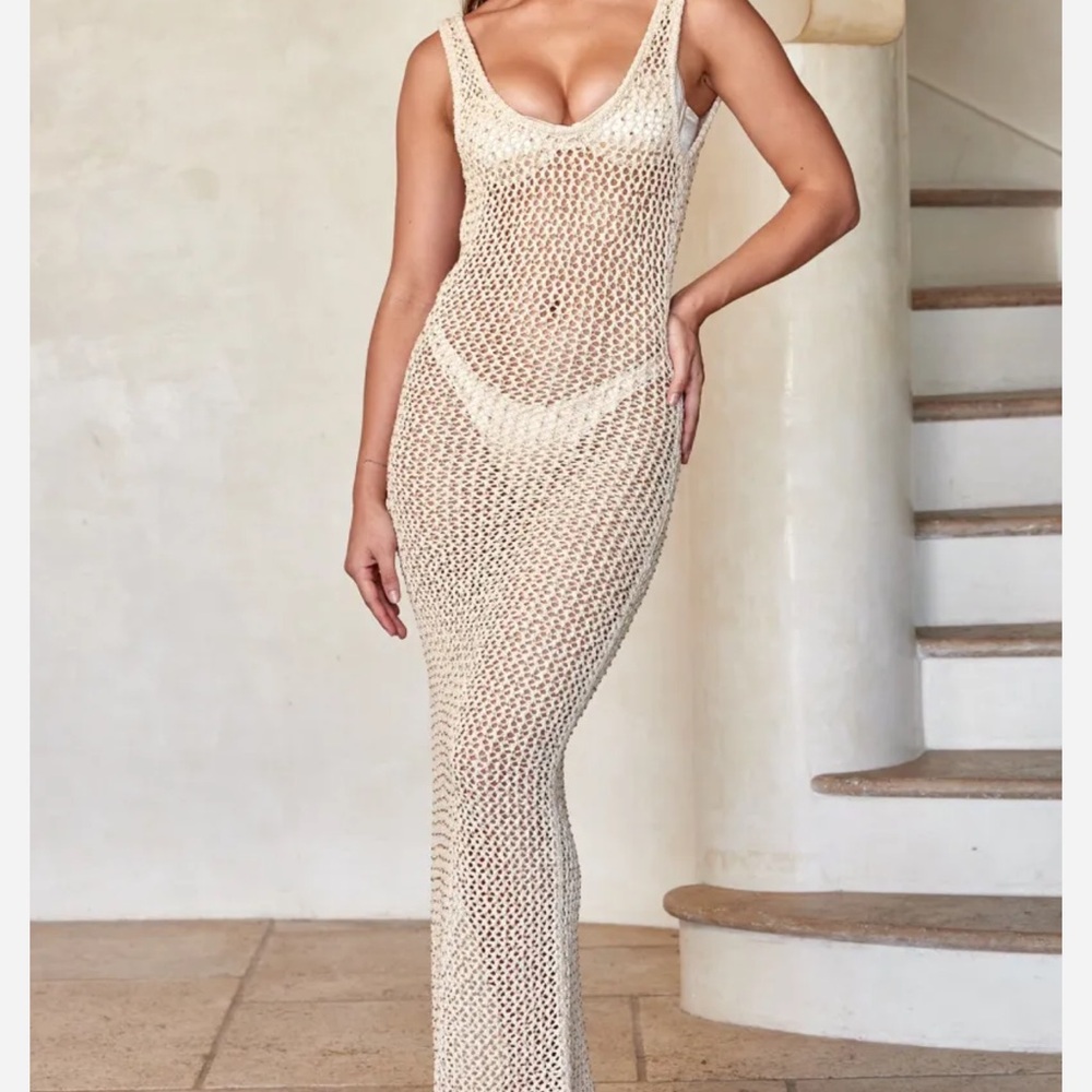Monday Swimwear Cream Knit Swim Coverup
